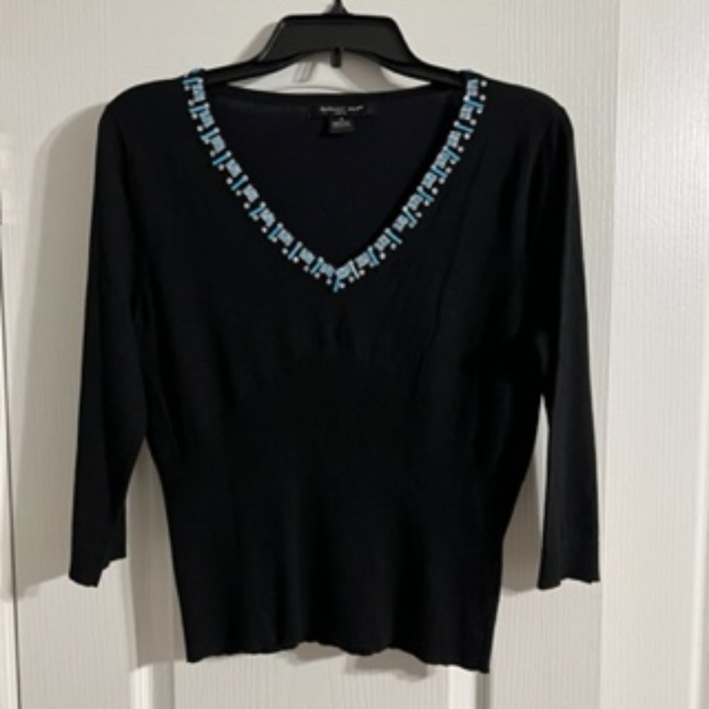 August Silk Womens Sweater Medium Blue